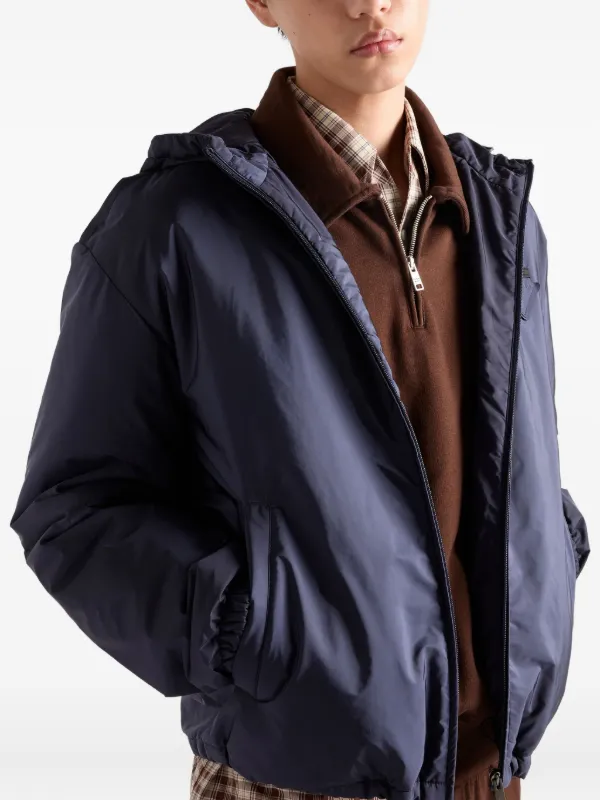 Prada triangle-logo Hooded Jacket | Blue | FARFETCH