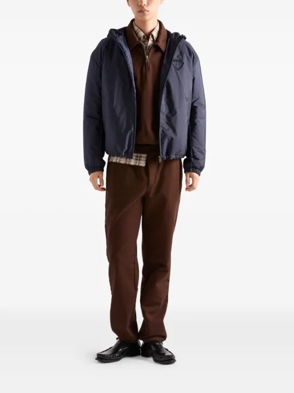 Prada triangle-logo Hooded Jacket | Blue | FARFETCH