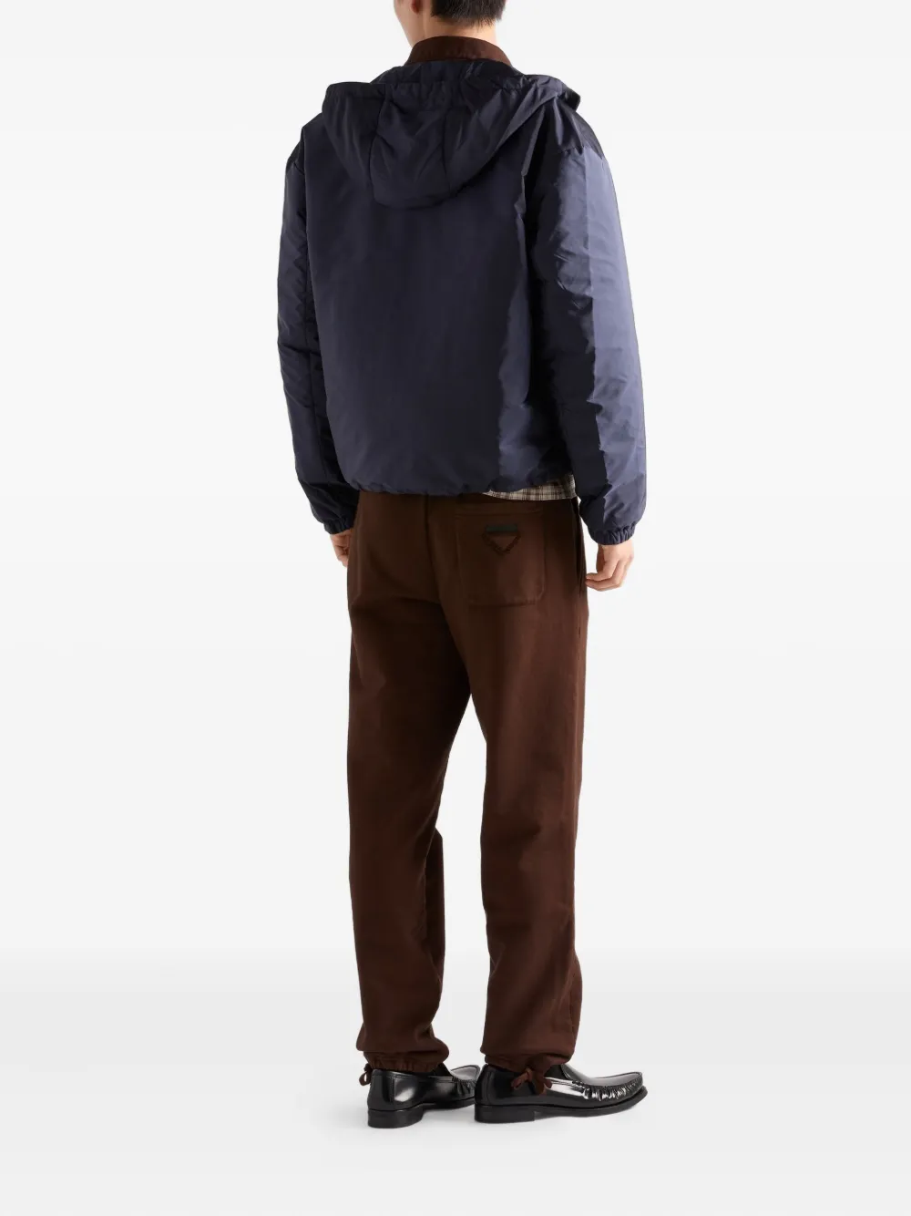 Prada Padded Jacket With Collared Design And Front Pocket In Blue