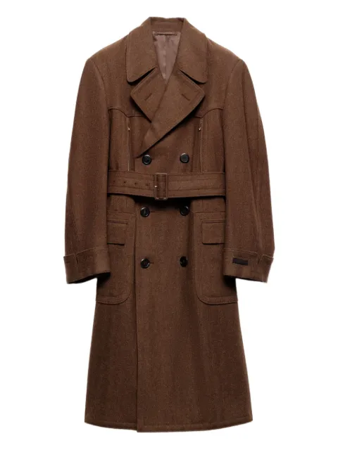 Prada belted wool double-breasted coat