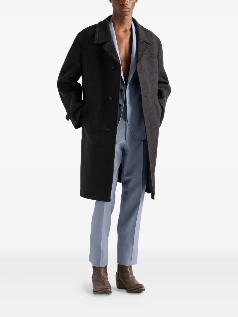 Prada Linnen blazer met gekerfde revers Blauw