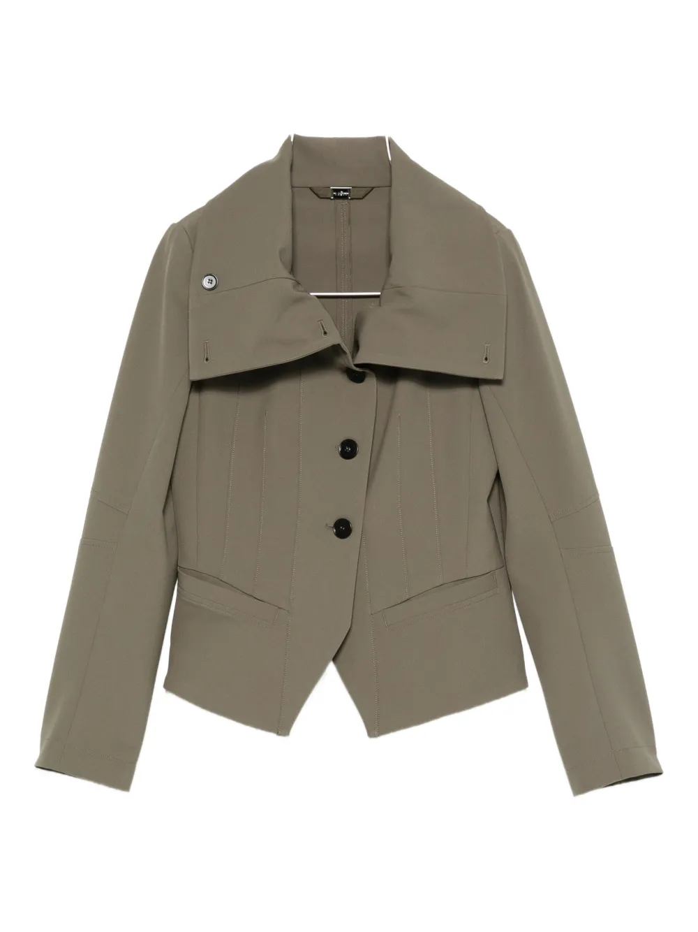 High Scrunch Folded-collar Button Jacket In Green