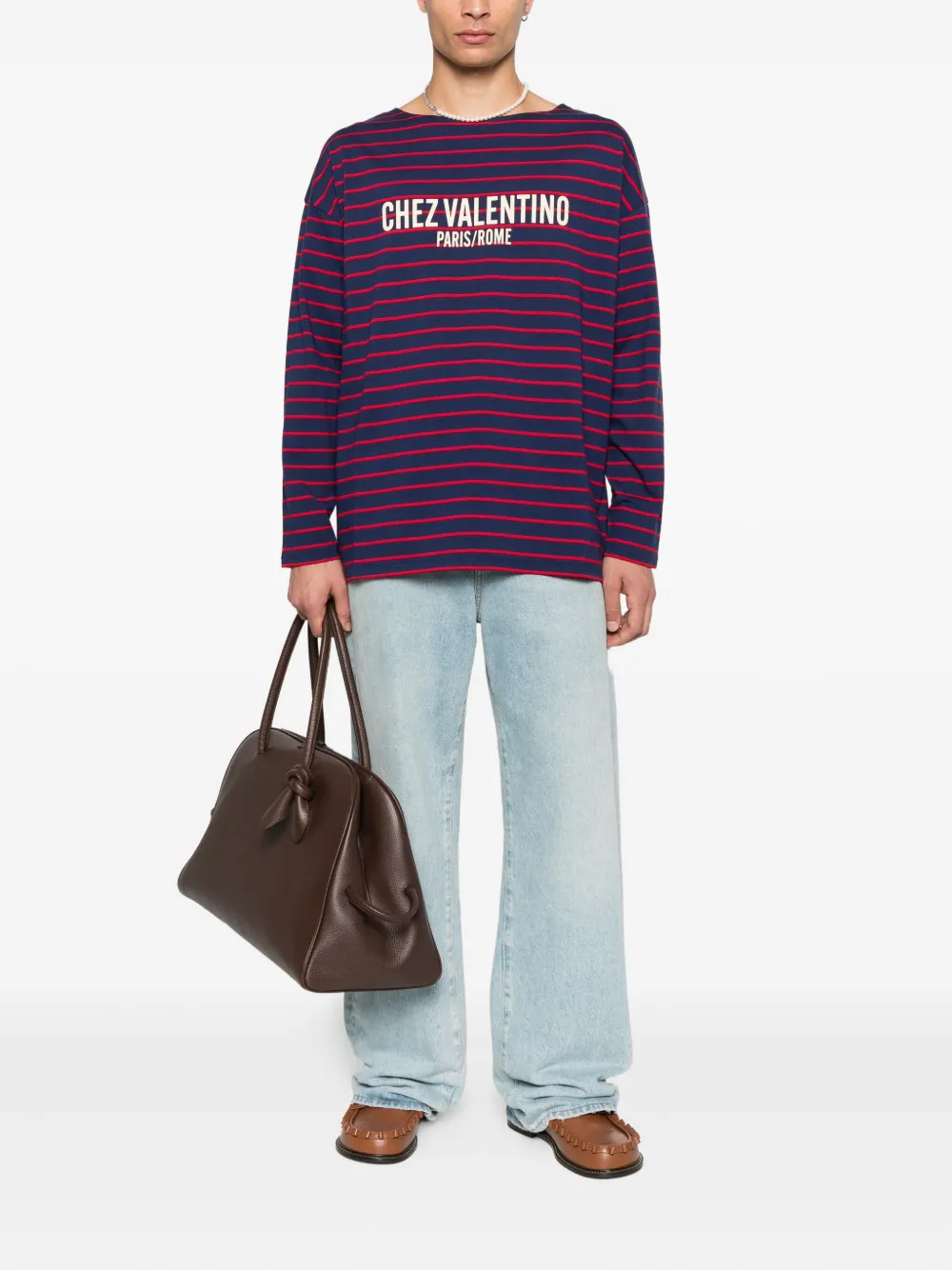 Valentino Garavani striped long sleeve t-shirt - Blauw