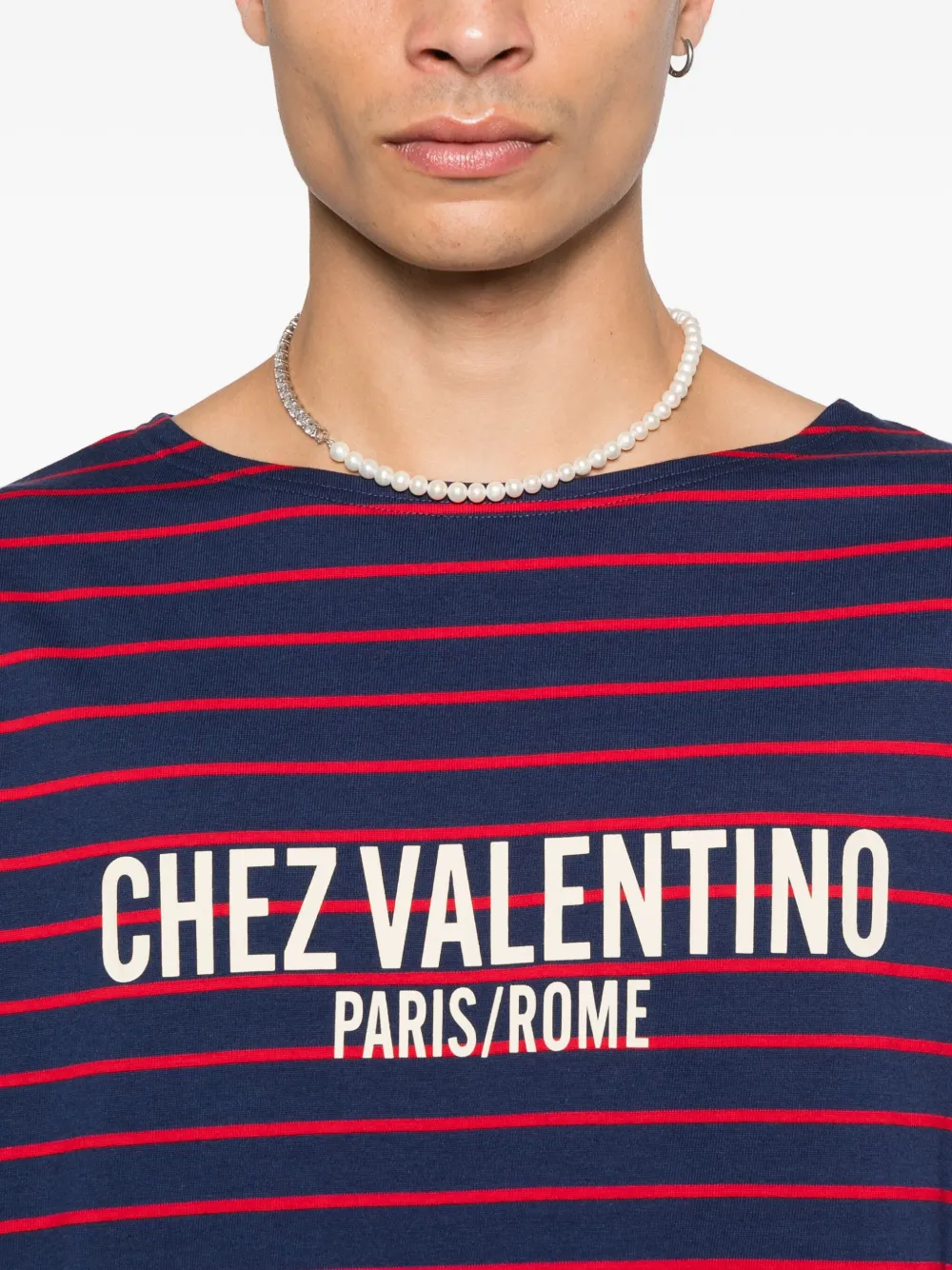 Valentino Garavani Gestreept T-shirt Blauw