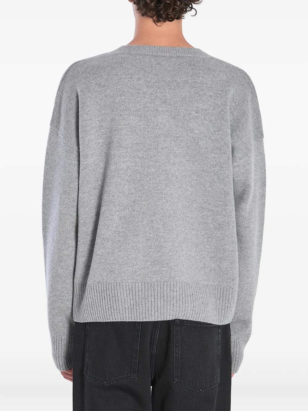 AMI Paris V-neck ribbed sweater Grijs