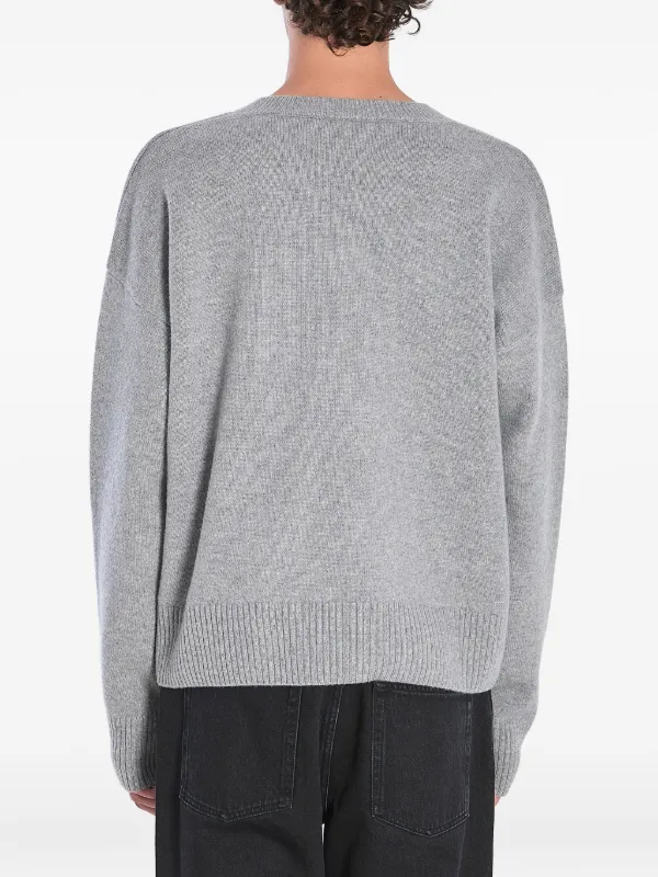 AMI Paris V-neck Ribbed Sweater | Grey | FARFETCH