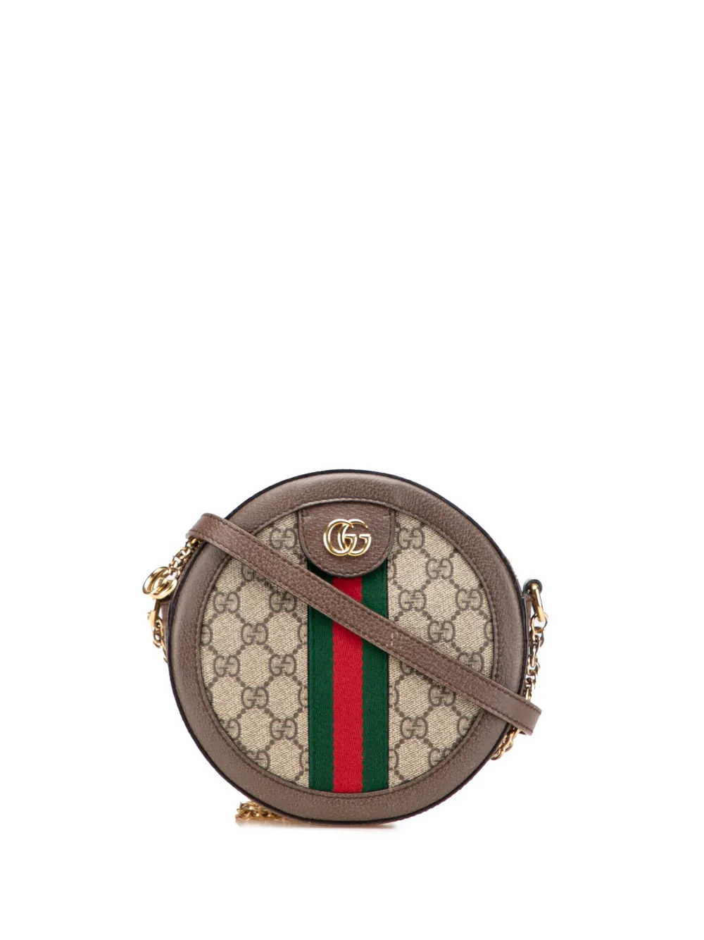 Gucci Pre-Owned 2016-2025 ミニ GGスプリーム ラウンド オフィディア ショルダーバッグ - ブラウン Gucci Pre-Owned 2016-2025 ミニ GGスプリーム ラウンド オフィディア ショルダーバッグ - ブラウン