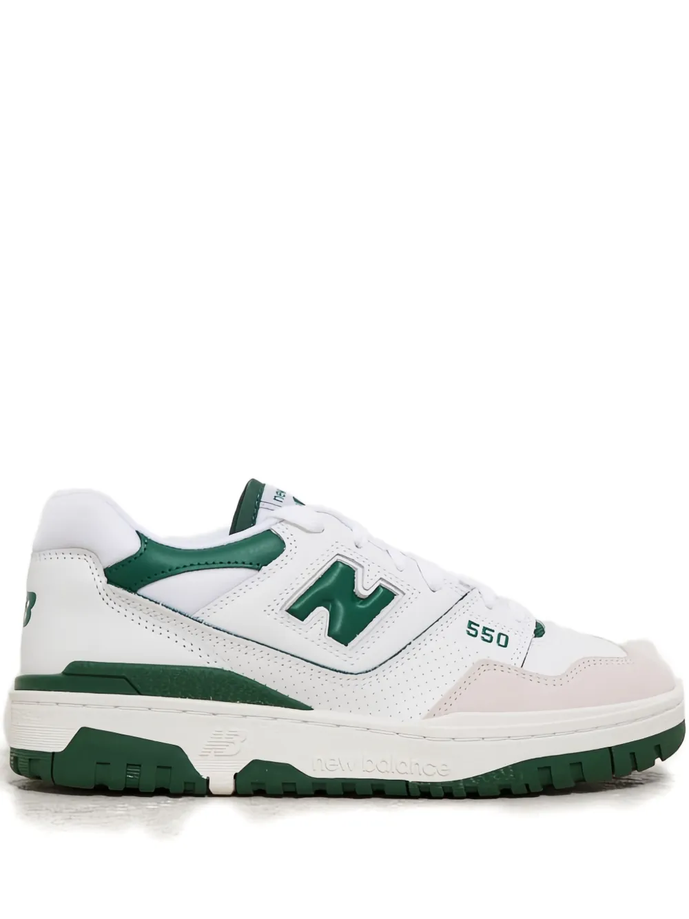New Balance 550 green-trimmed sneakers White