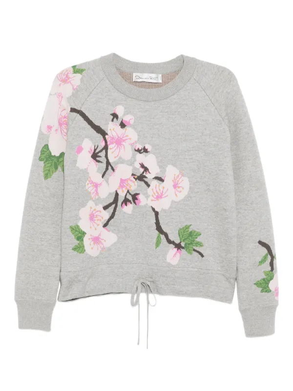 Oscar de la Renta Graphic Print Sweatshirt in Grey