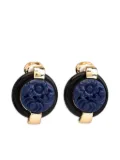 Kenneth Jay Lane carved-lapis button clip-on earrings - Gold