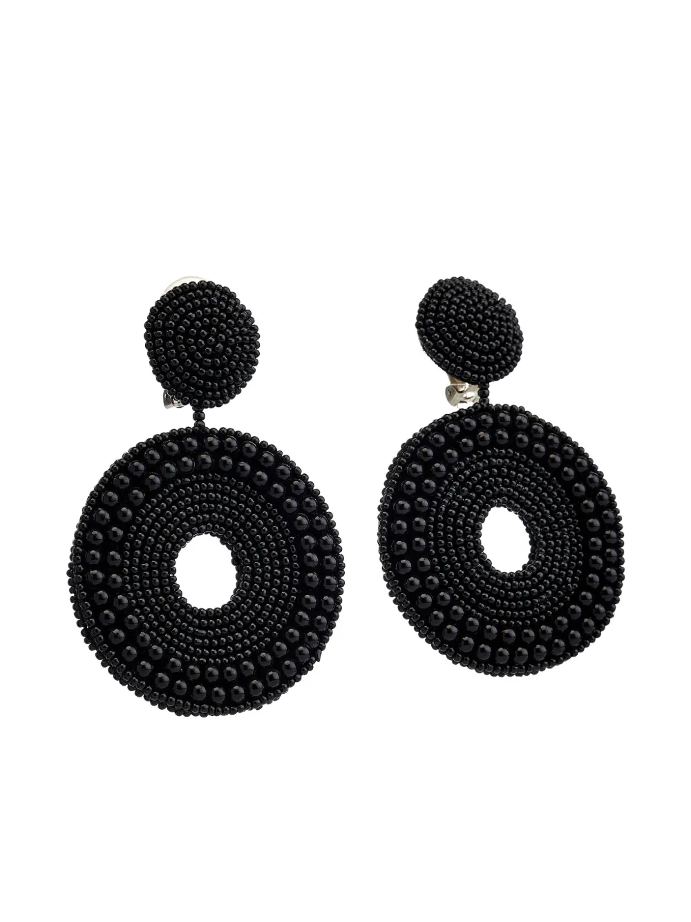 Kenneth Jay Lane Beaded Round-shape Earrings In Black