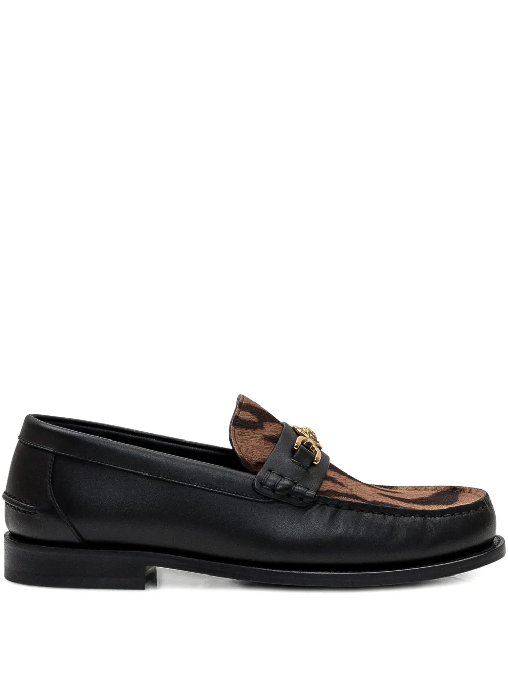 Versace panelled leather loafers Black