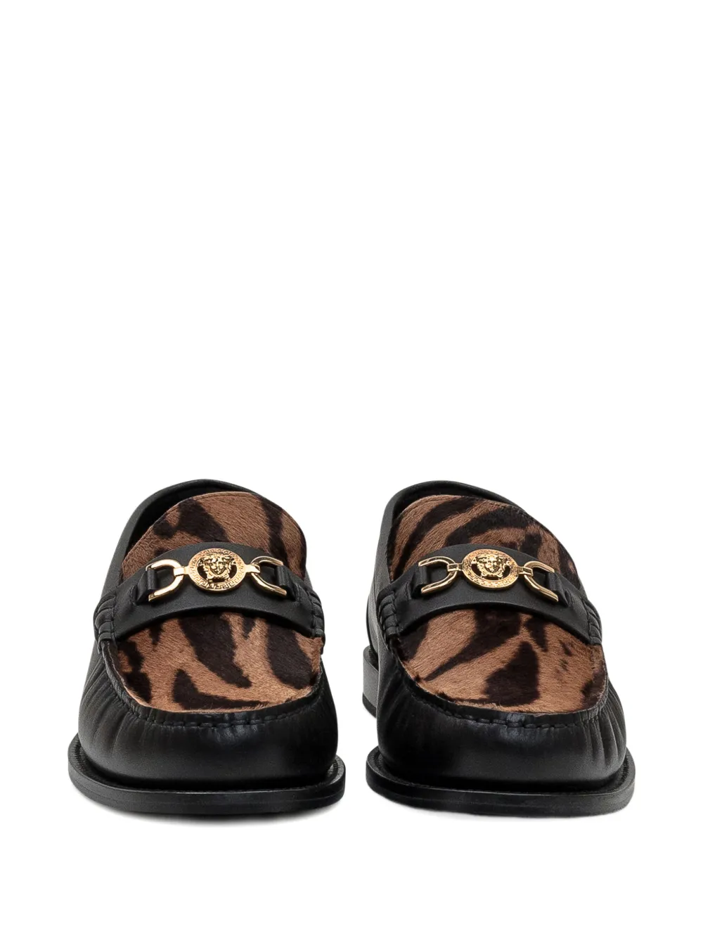 Versace Leren loafers met vlakken - Zwart