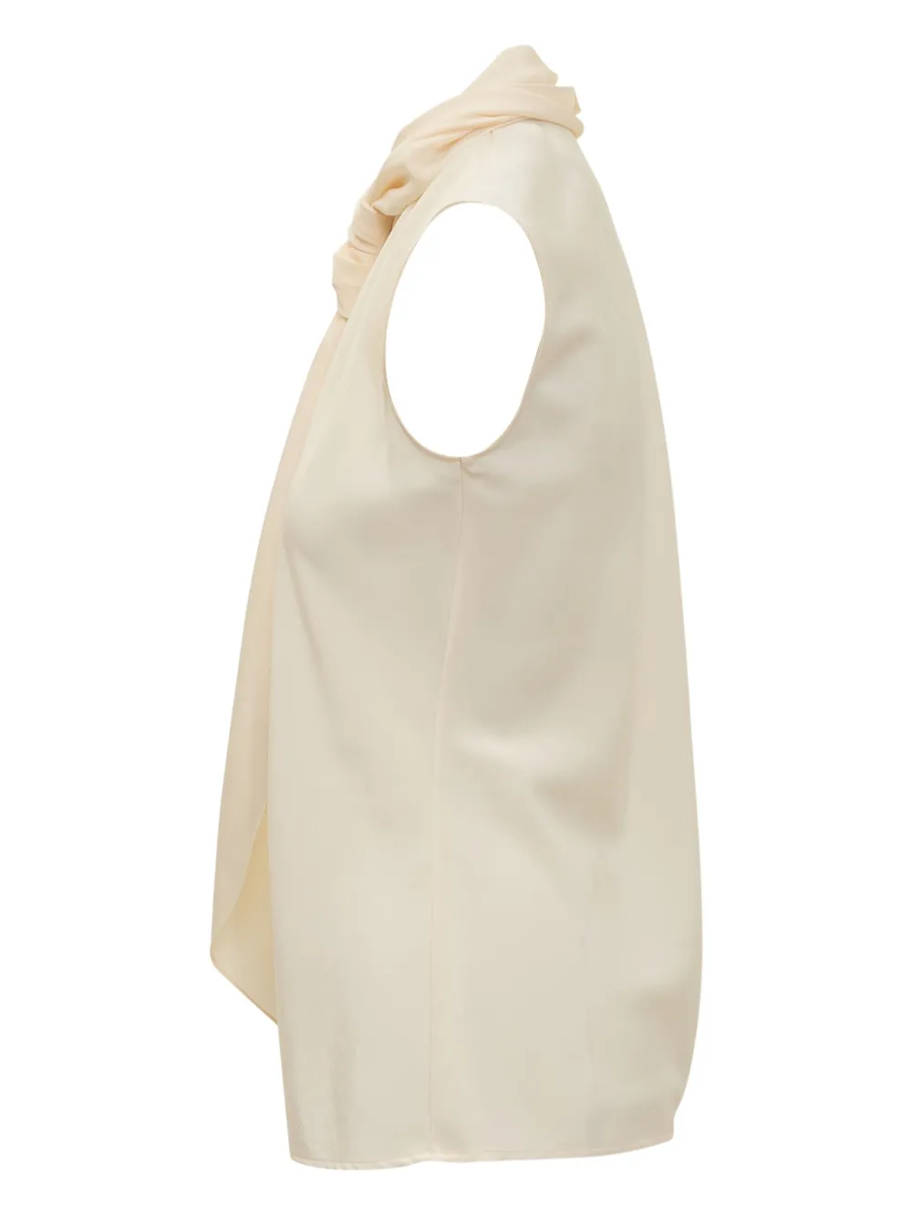 Alberta Ferretti neck-tie sleeveless shirt Beige