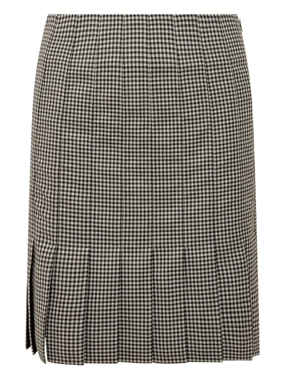 Ferragamo Pleated Gingham Mini Skirt In Black