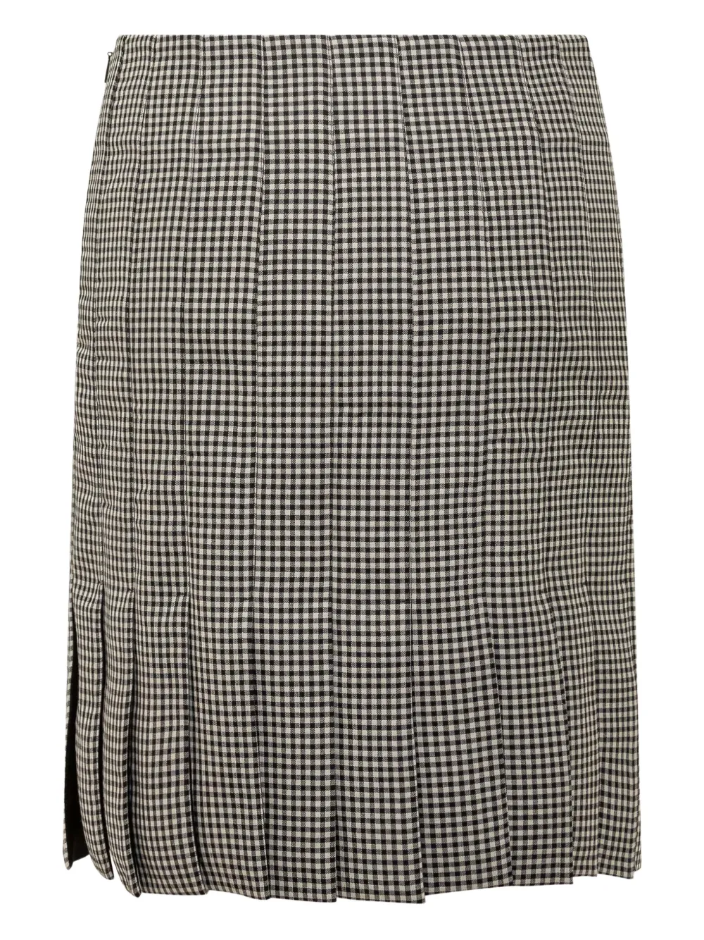 Ferragamo Pleated Gingham Mini Skirt In Black