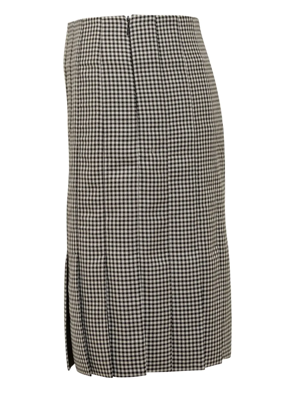 Ferragamo Pleated Gingham Mini Skirt In Black
