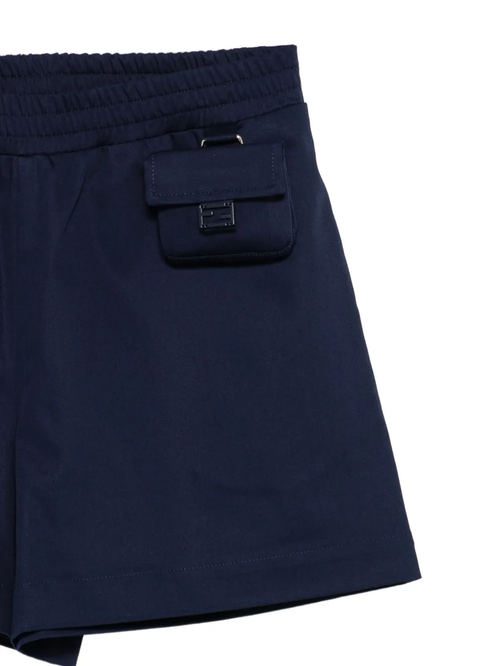 Fendi Kids Shorts met elastische taille en buideldetail Blauw