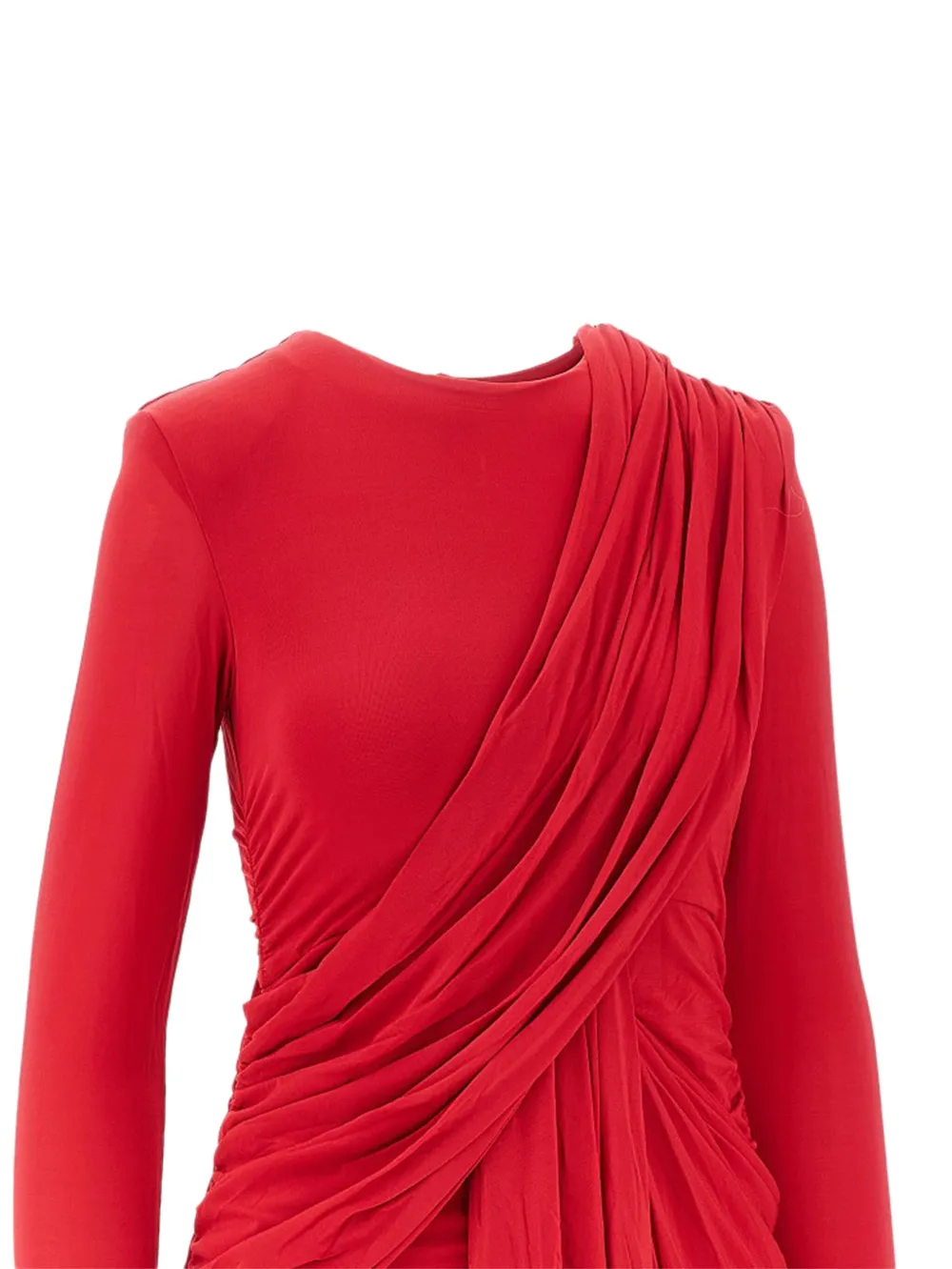 ISABEL MARANT draped long-sleeve mini dress RED