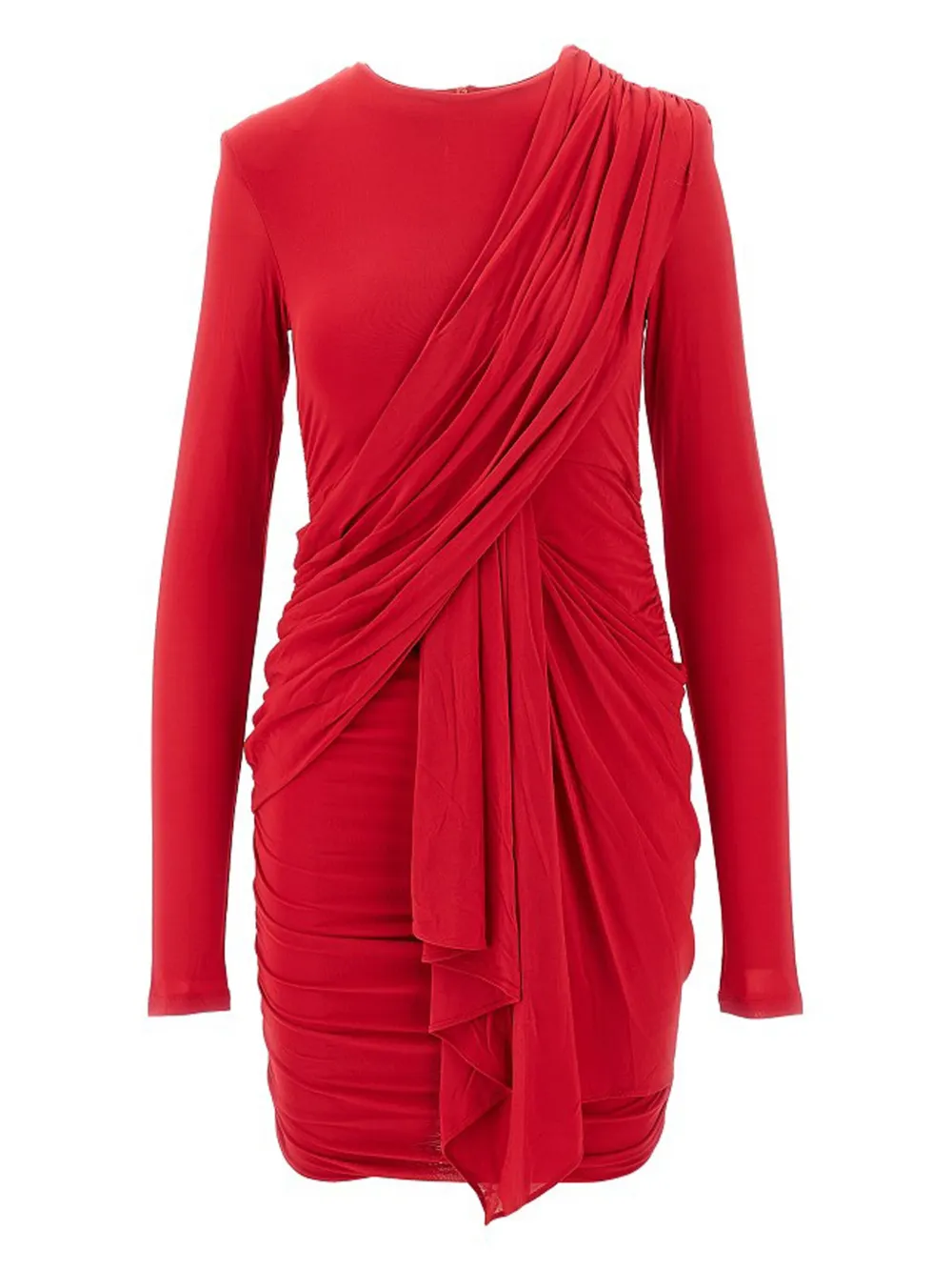 ISABEL MARANT draped long-sleeve mini dress RED