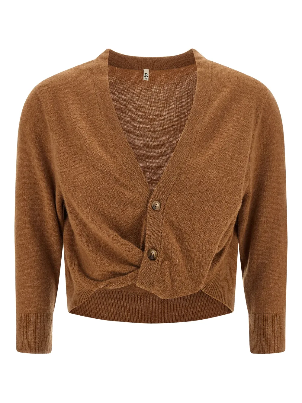 R13 twisted-knot cashmere cardigan Bruin