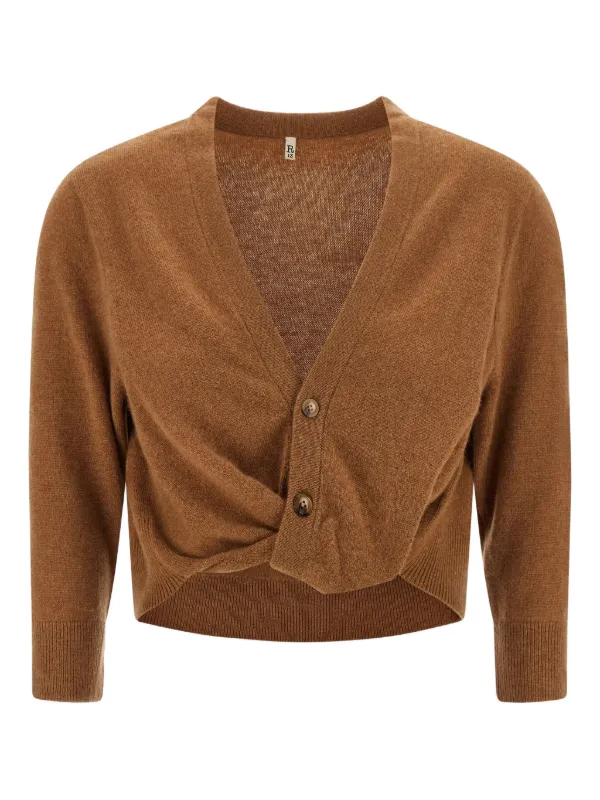 R13 twisted-knot Cashmere Cardigan Brown FARFETCH IN