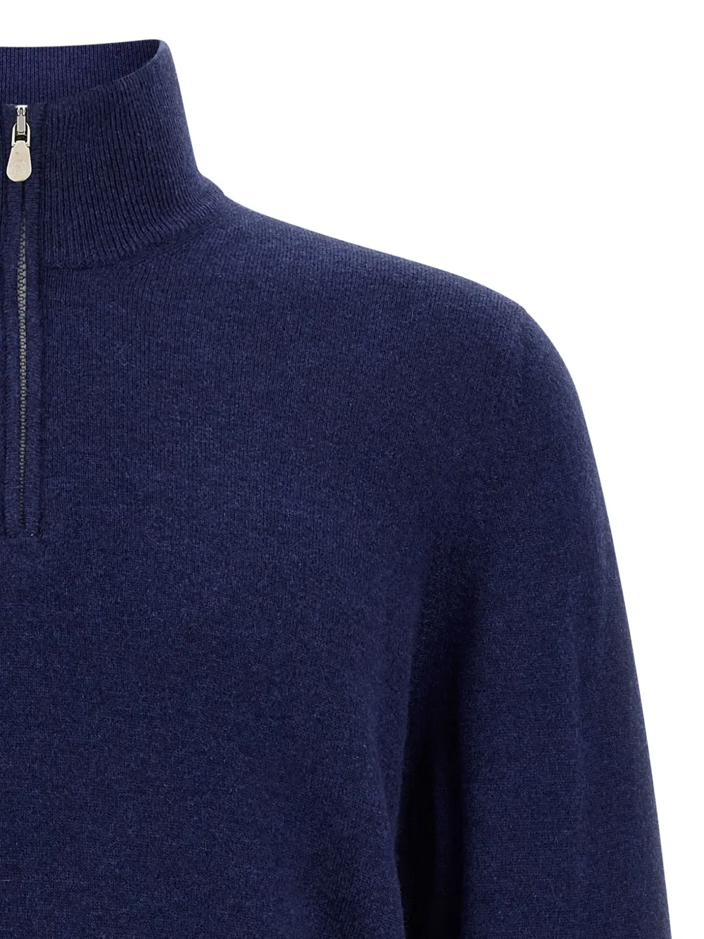 Brunello Cucinelli turtleneck half-zip sweater Blauw