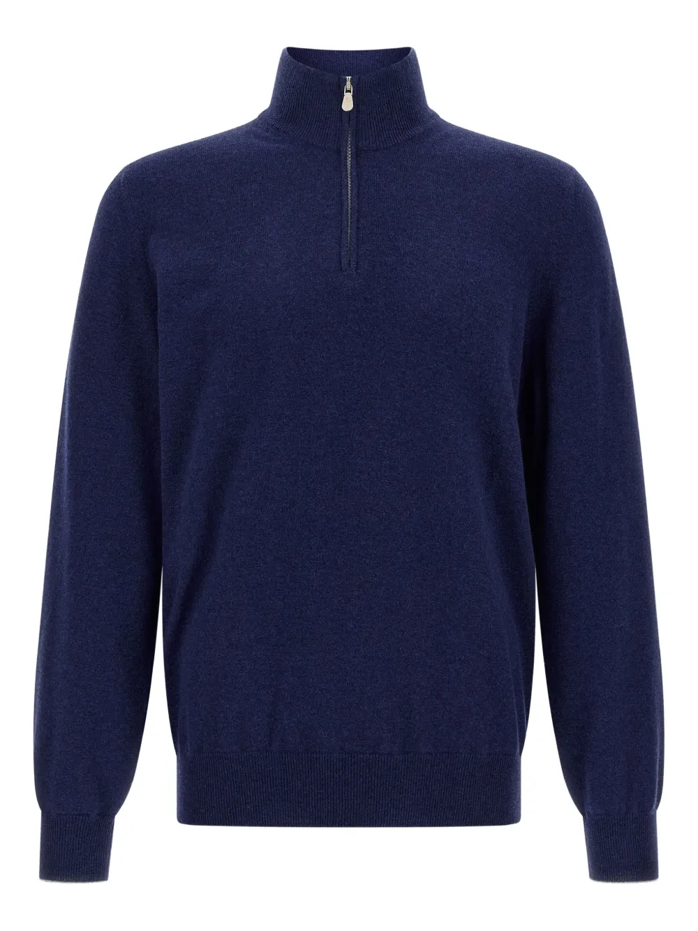 Brunello Cucinelli turtleneck half-zip sweater Blauw