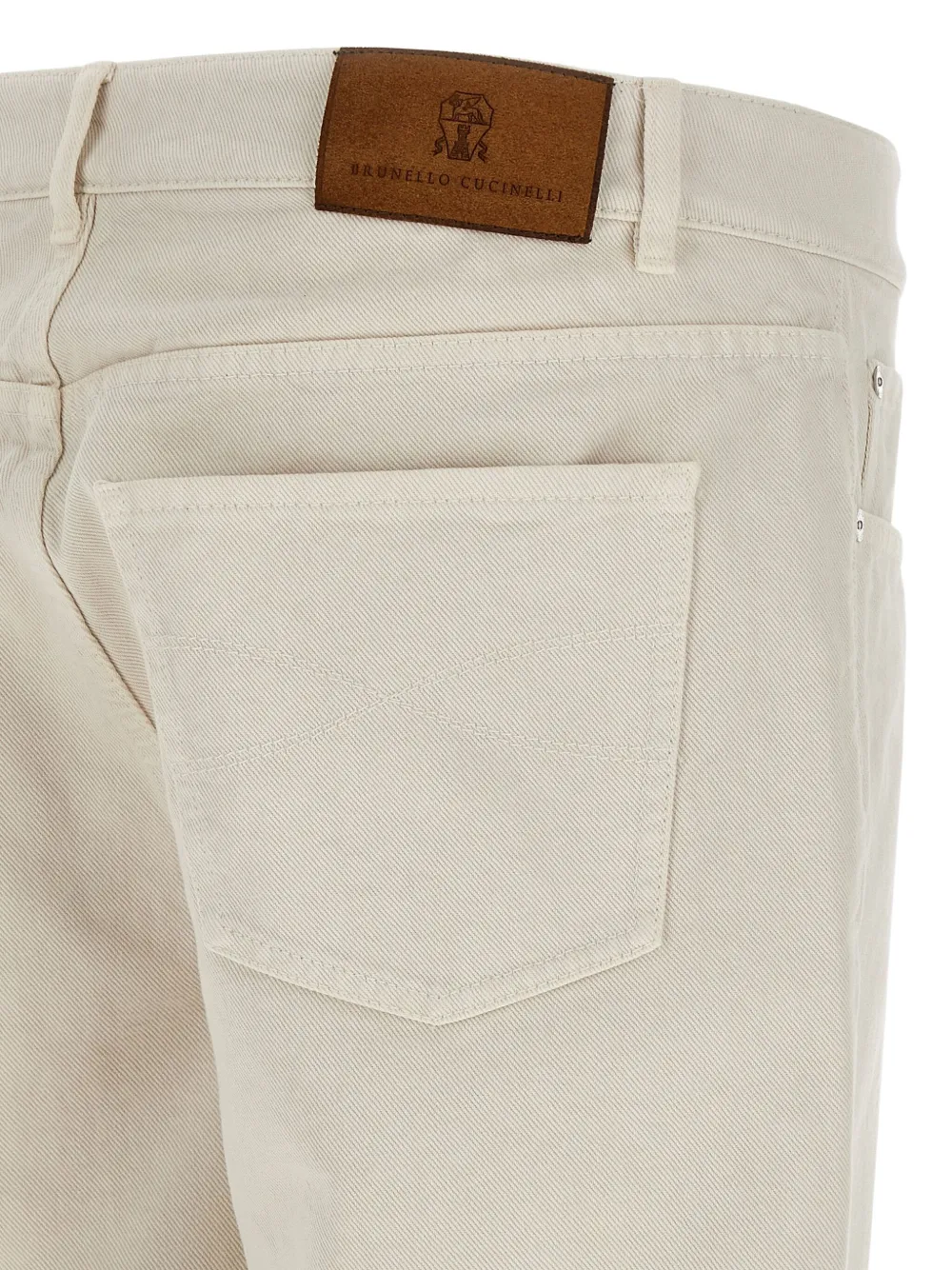 Brunello Cucinelli logo-patch jeans C7007 BEIGE