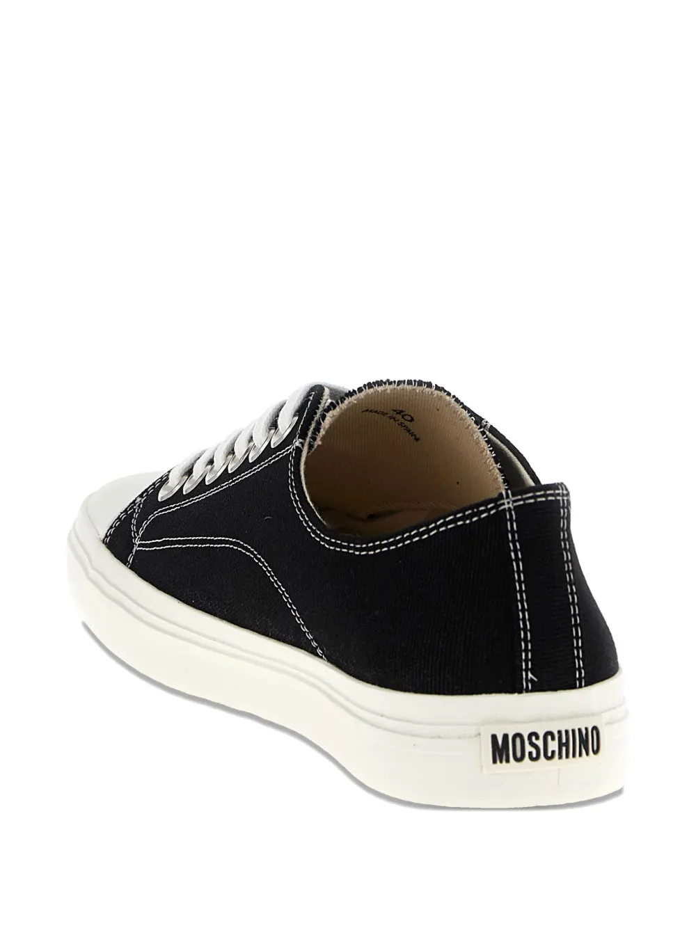 Moschino Edge contrast-stitch canvas trainers Black