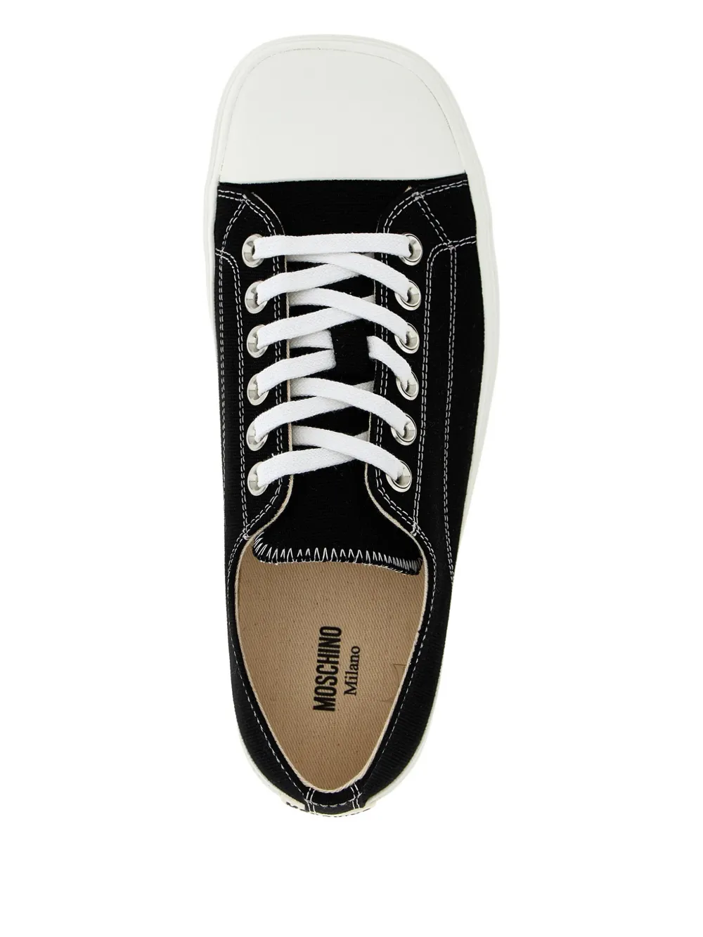 Moschino Edge contrast-stitch canvas trainers Black