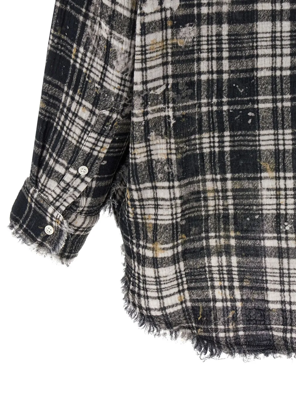 R13 frayed plaid shirt Zwart