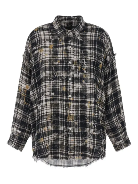 R13 frayed plaid shirt
