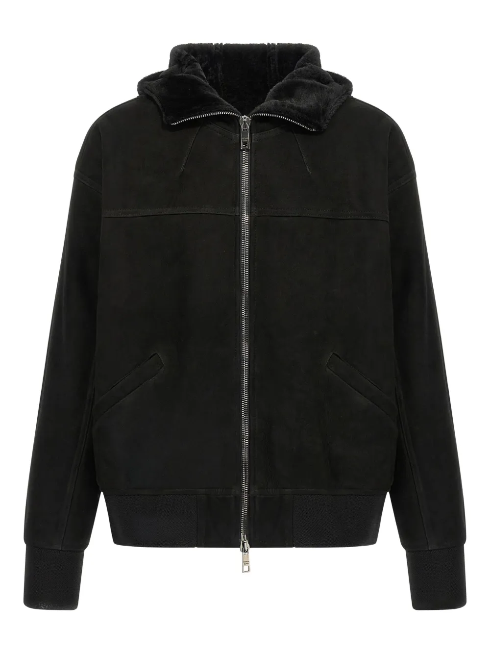 hooded leather jacket
