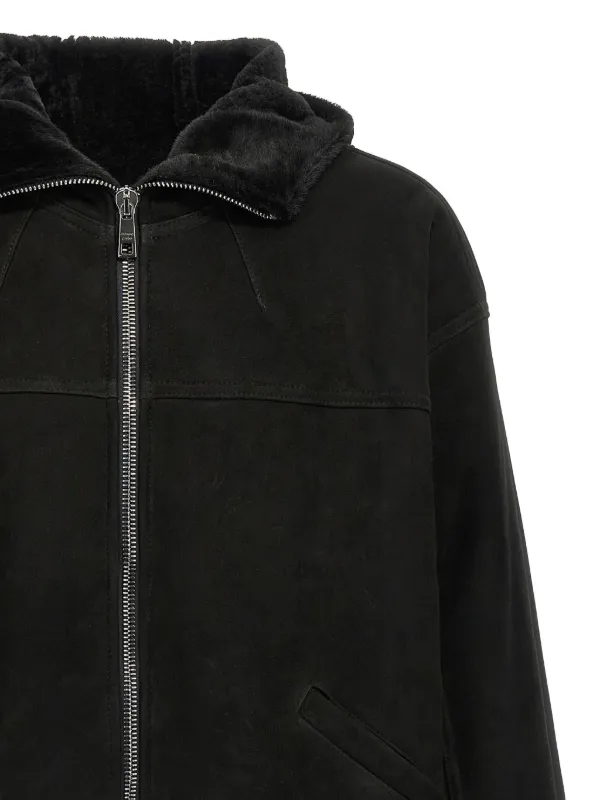 Giorgio Brato Hooded Leather Jacket | Black | FARFETCH