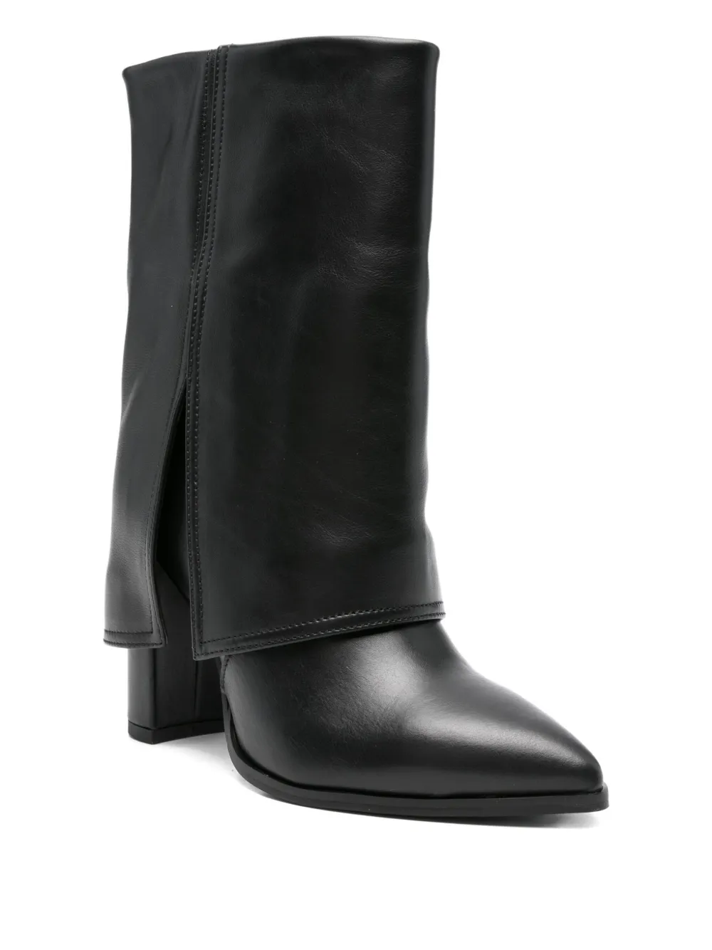 Gisel Moire 90mm foldover leather ankle boots Black