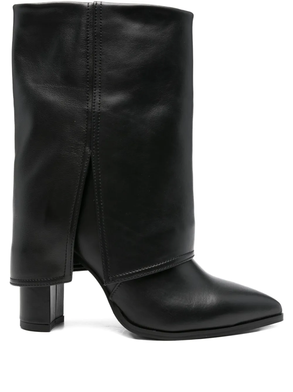 Gisel Moire 90mm foldover leather ankle boots Black