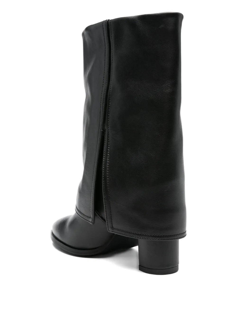 Gisel Moire 90mm foldover leather ankle boots Black