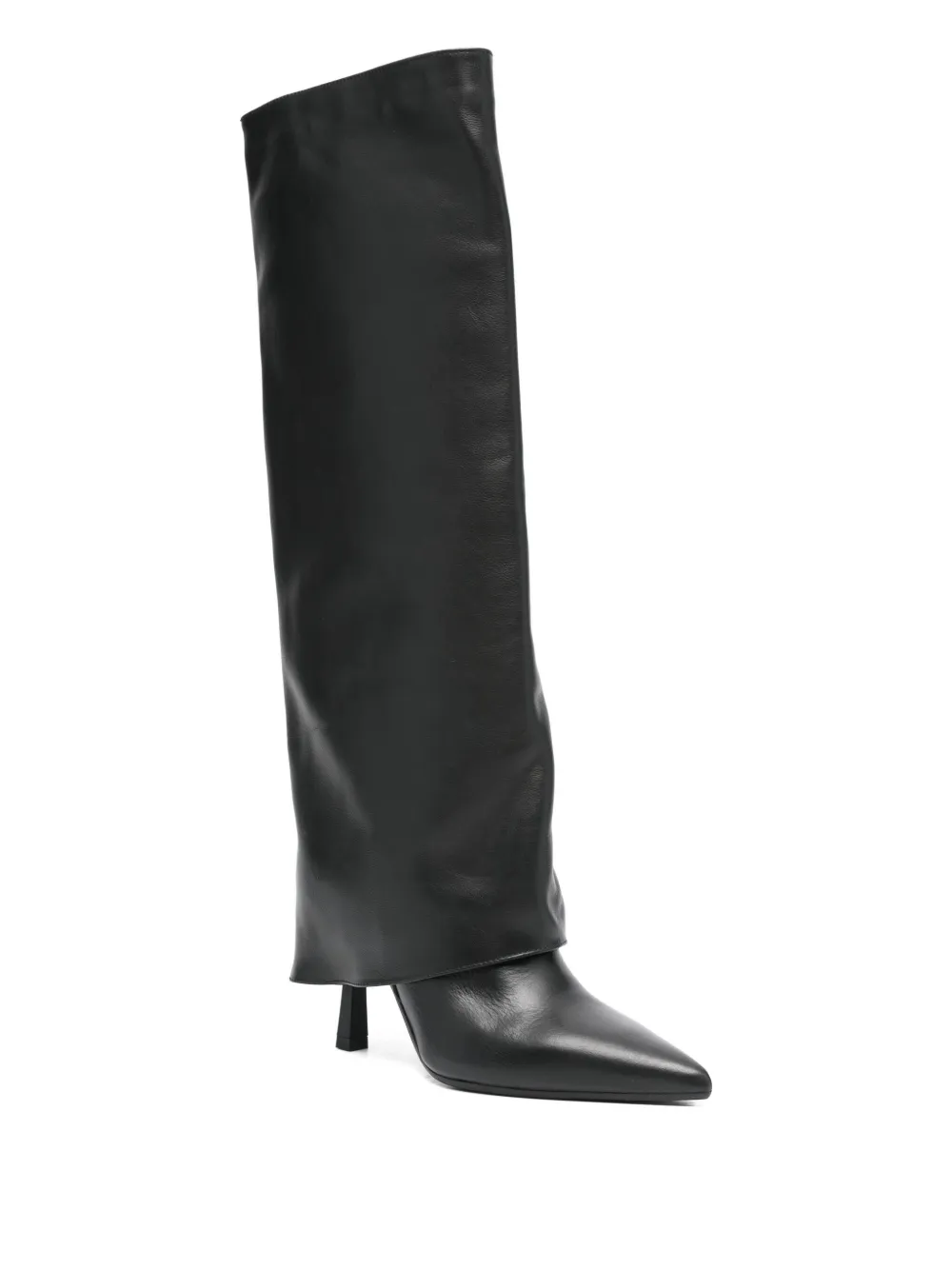 Gisel Moire 90mm Emily pointed-toe knee-high boots Black