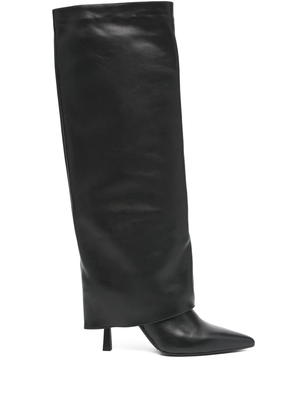 Gisel Moire 90mm Emily pointed-toe knee-high boots Black