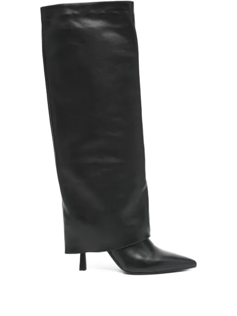 Gisel Moire 90mm Emily pointed-toe knee-high boots
