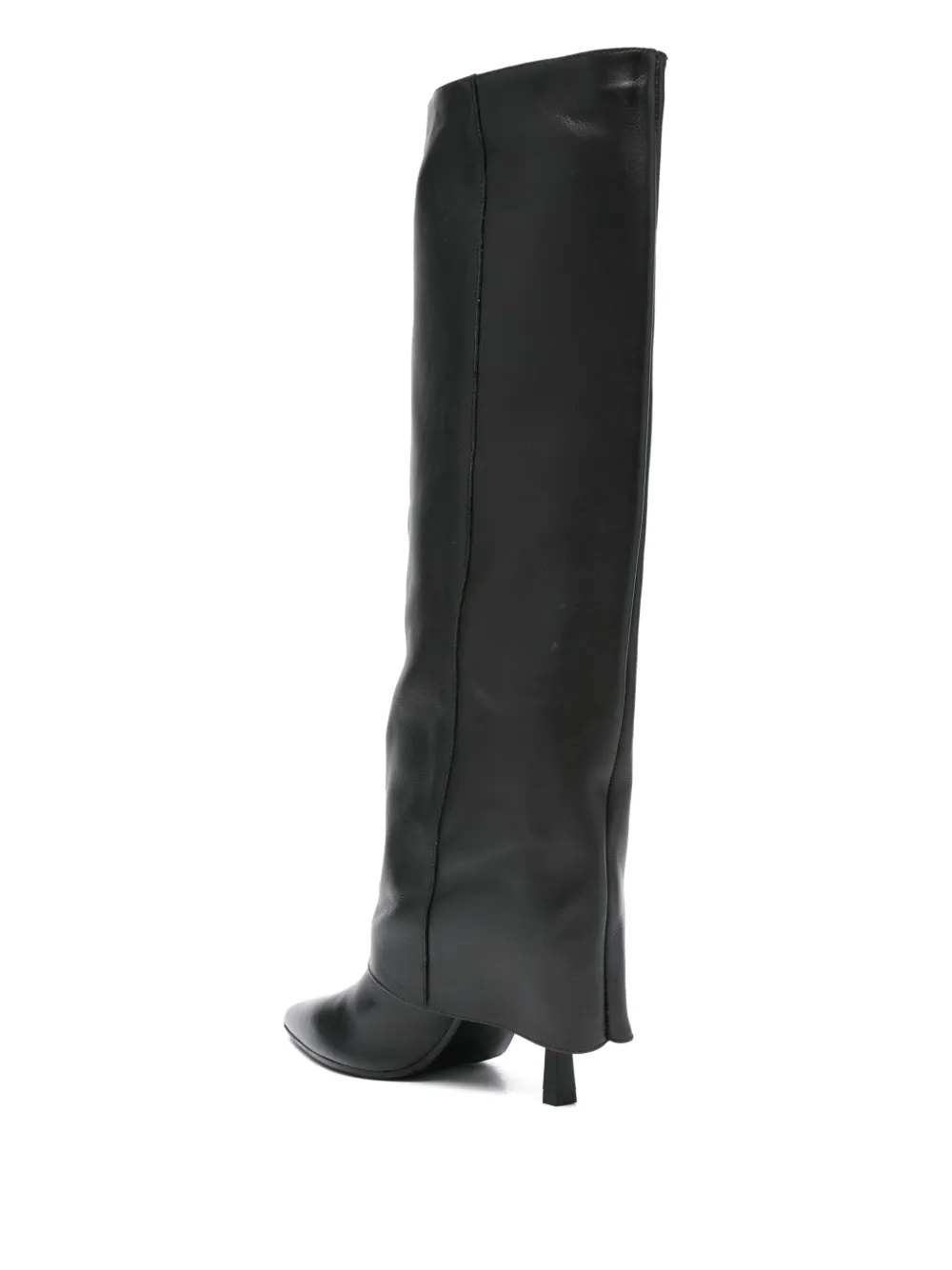 Gisel Moire 90mm Emily pointed-toe knee-high boots Black