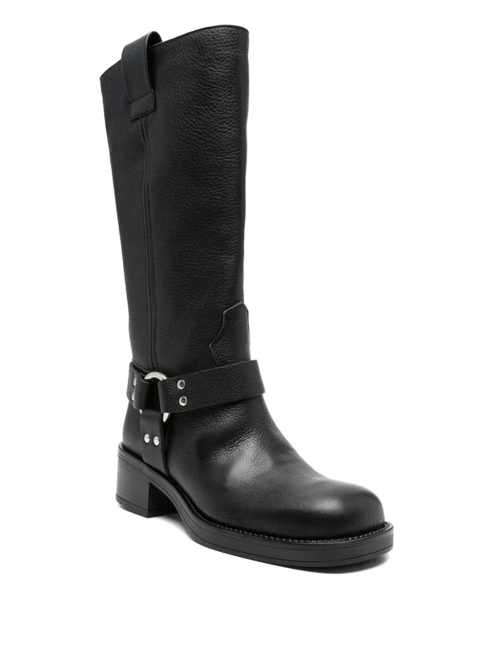Gisel Moire 45mm Blackpool ring-buckle leather boots