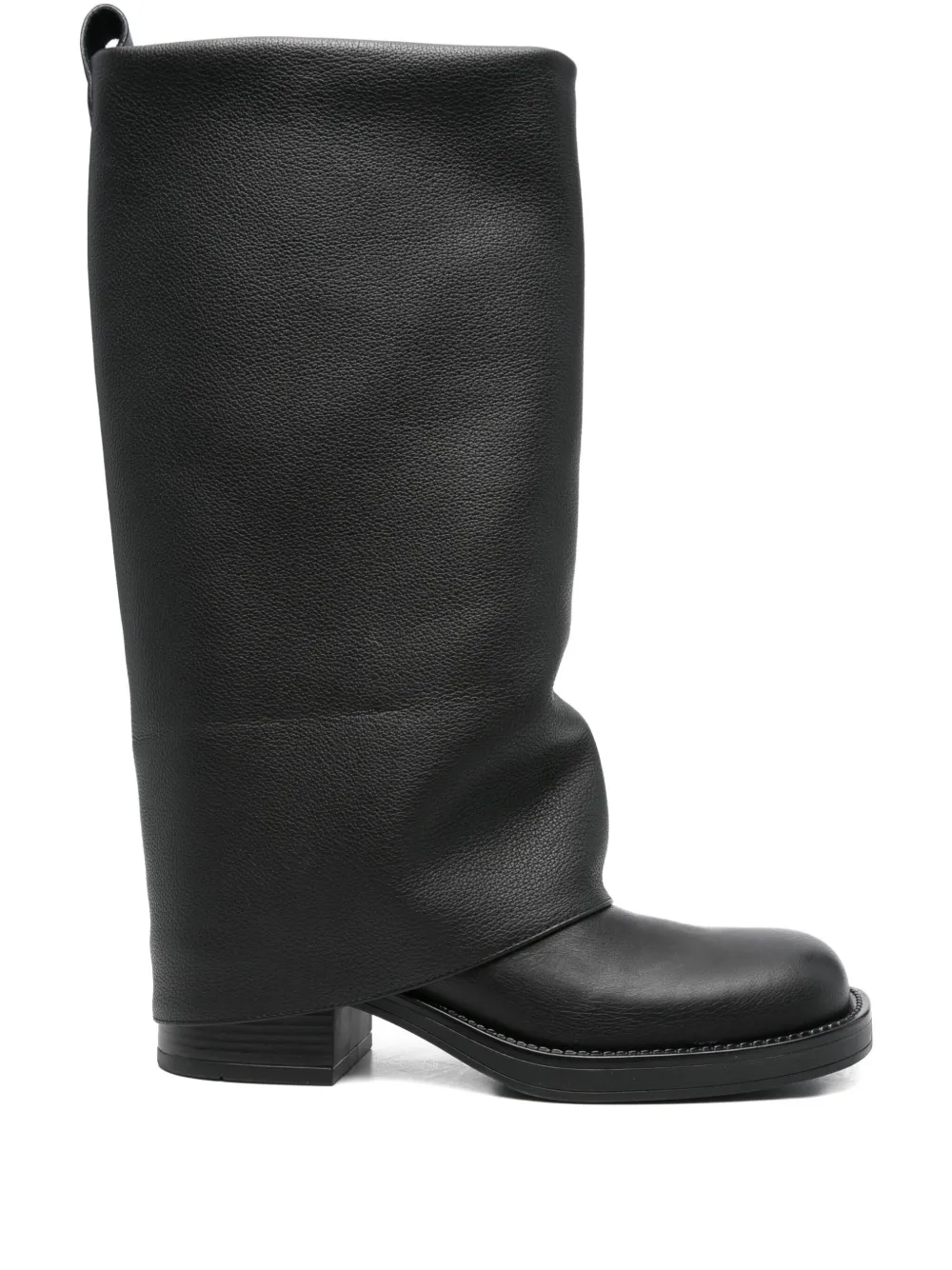 Gisel Moire 40mm Manchester slouchy leather biker boots Black