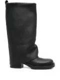 Gisel Moire 40mm Manchester slouchy leather biker boots - Black