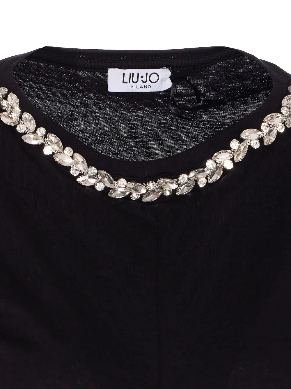 LIU JO crystal-embellished ruched T-shirt Zwart