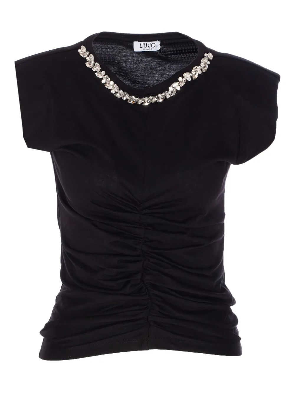 LIU JO crystal-embellished ruched T-shirt Zwart