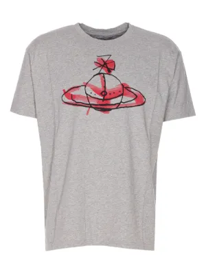 Tシャツ・カットソー VIVIENNE WESTWOOD Men T Shirts 3G01000M GREY Vivienne Westwood Logo Printed T-shirt Grey M | PLAYFUL
