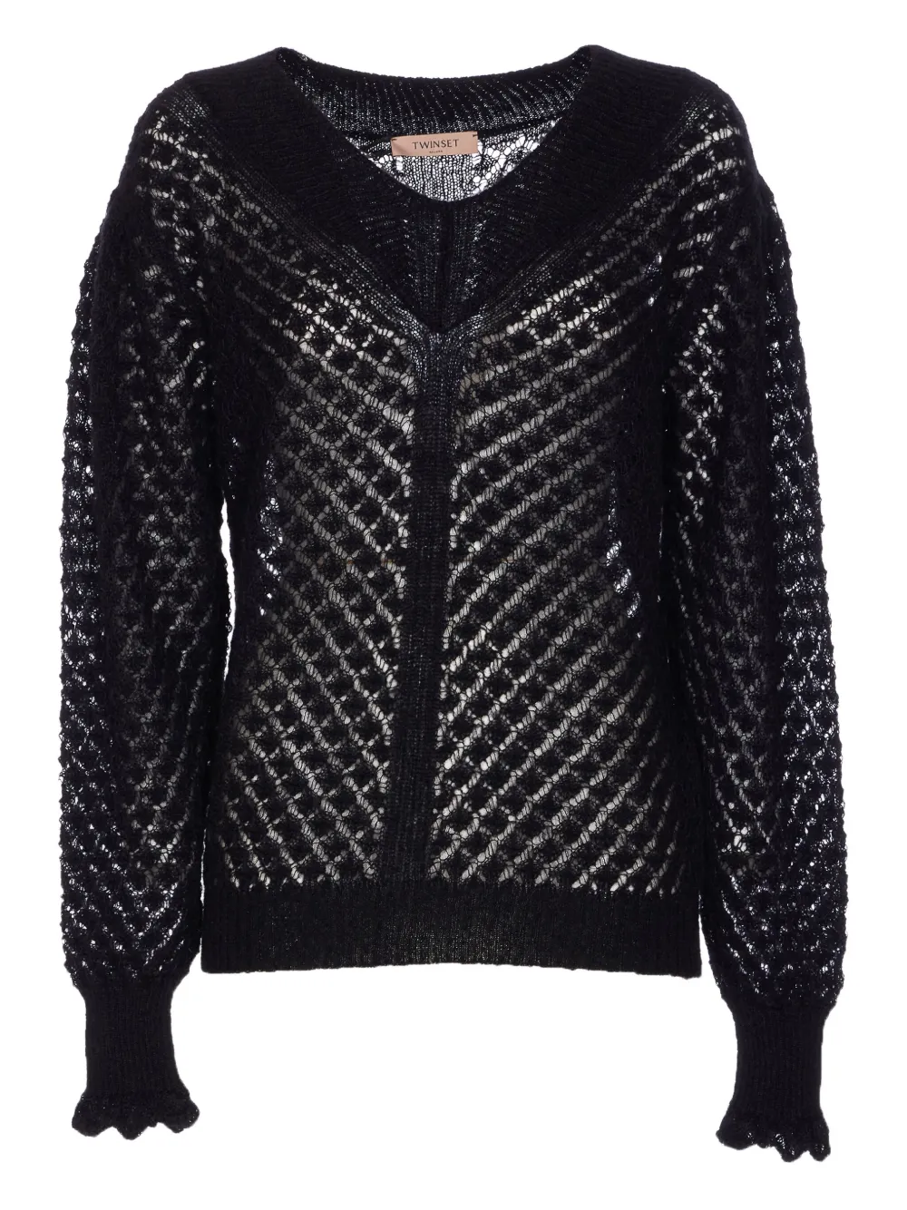TWINSET boat-neck perforated pullover Zwart