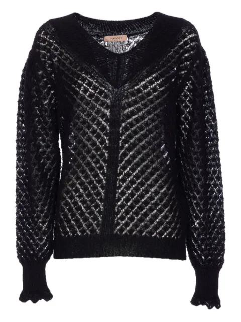 TWINSET boat-neck perforated pullover